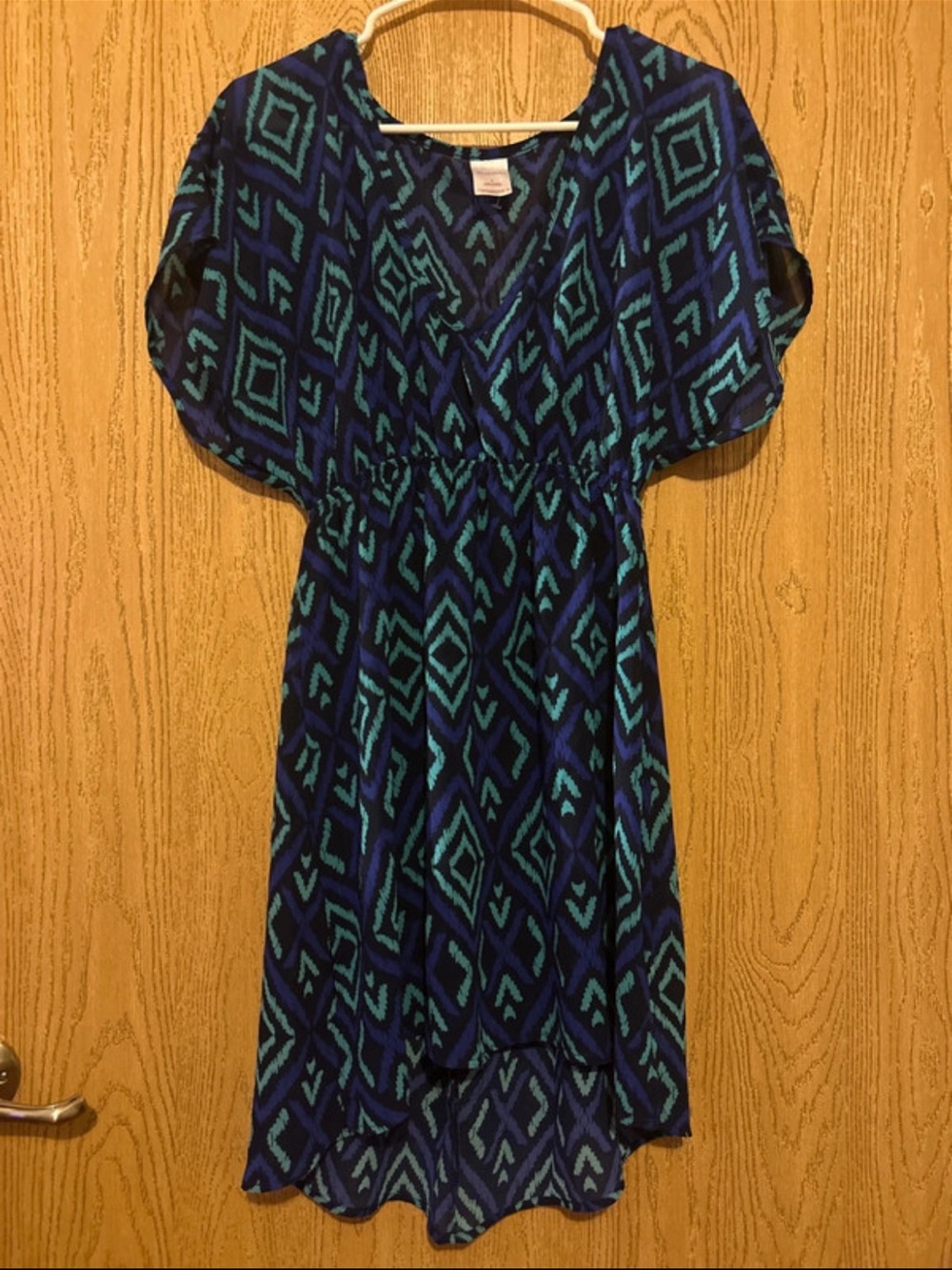Merona Blue Geometric V‑Neck Dress